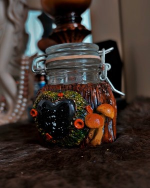 snowflake obsidian mushroom stash jar