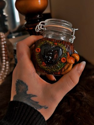 snowflake obsidian mushroom stash jar