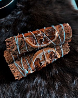 winter spirit cedar, orange, + cinnamon smudge bundle